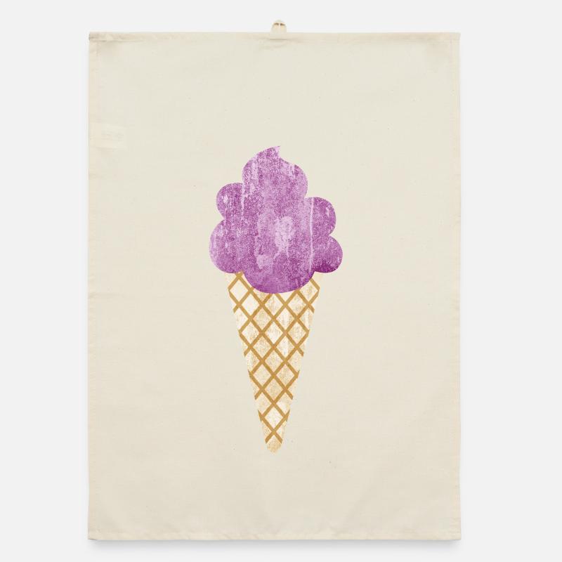 Eiscreme Icecream Eis Waffel Eiskrem Eisdiele lila Organic Geschirrtuch