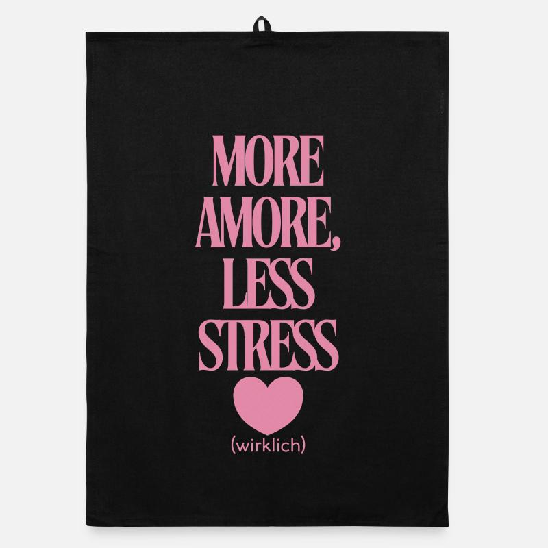 Plus d’amour, moins de stress - Torchon bio - noir
