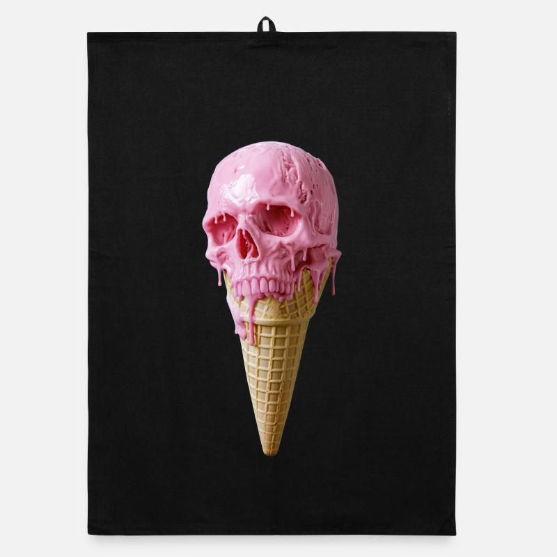 Pink Skull Eiscreme Kunst Organic dish towel