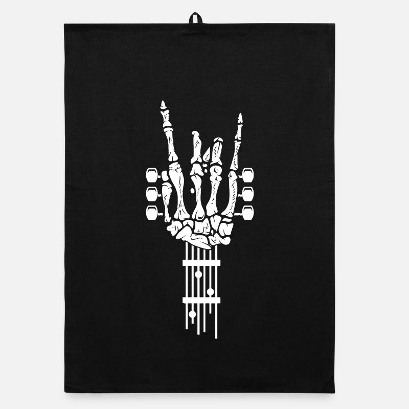 Rock Skeleton Hand Music Guitar Organic dish towel