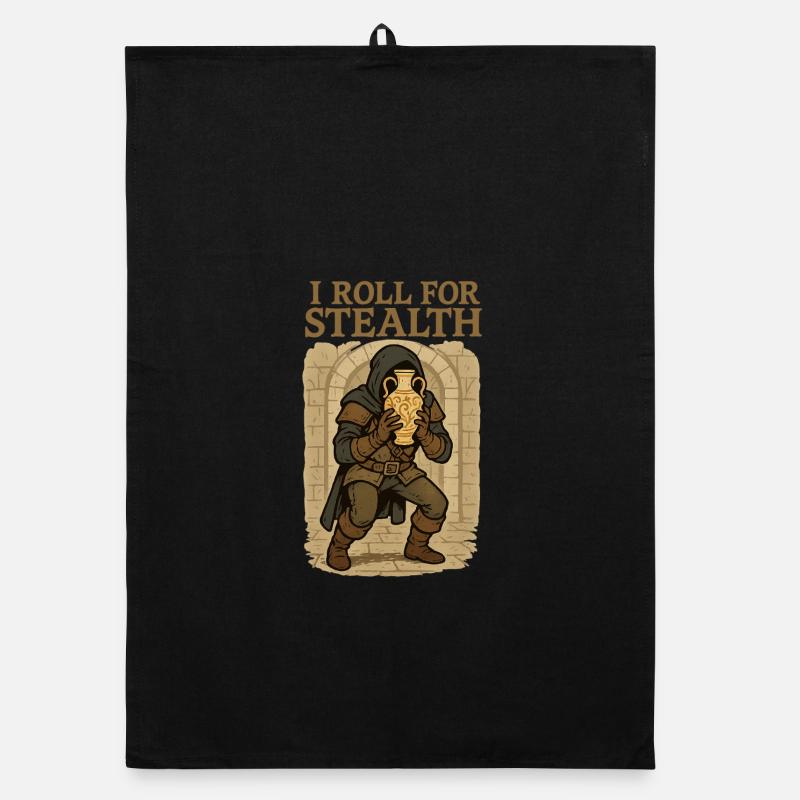 I Roll For Stealth Thief with Vase Organic dish towel