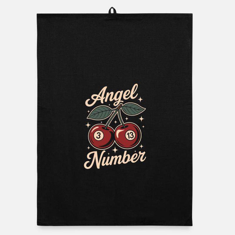 Engelszahl 313 Retro Kirsche Organic Geschirrtuch