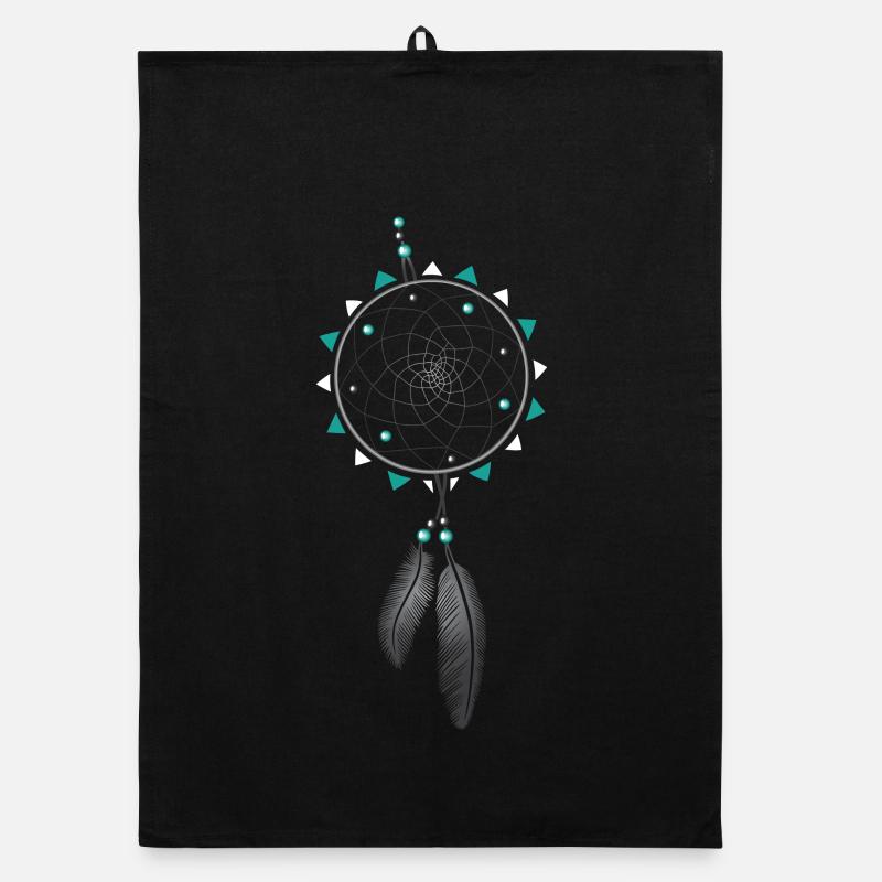 Traumfänger mit Federn und türkisfarbenen Perlen Organic Geschirrtuch