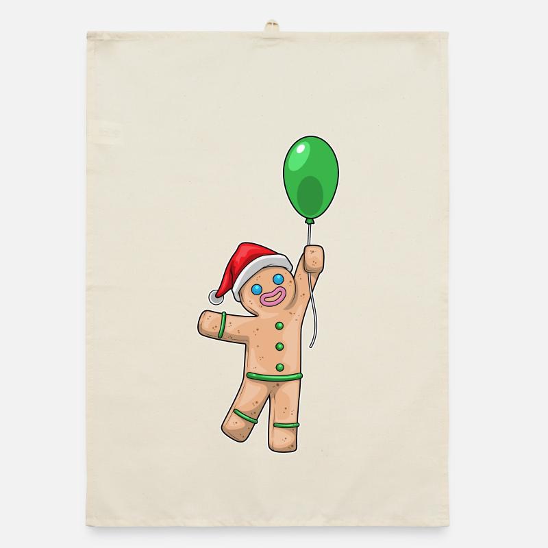 Lebkuchenmann Weihnachten Luftballon Organic Geschirrtuch