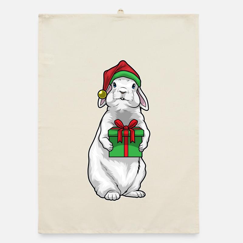Bunny Christmas Package Organic dish towel
