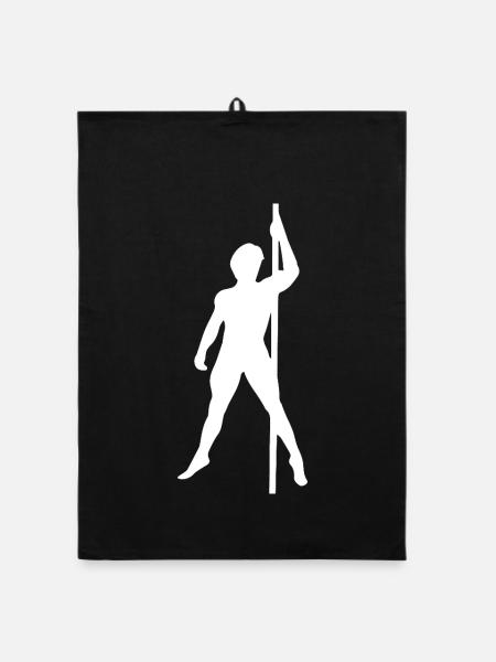 Homme Silhouette Pole Dance Danse Exotique - Torchon bio - noir - Devant