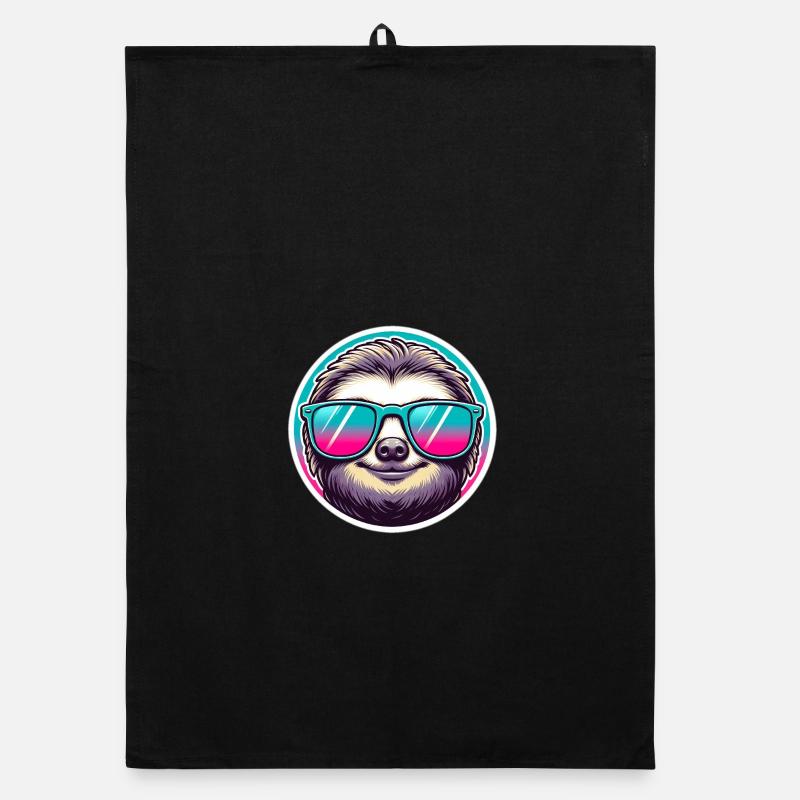 Faultier mit Sonnenbrille in Pastell Organic Geschirrtuch