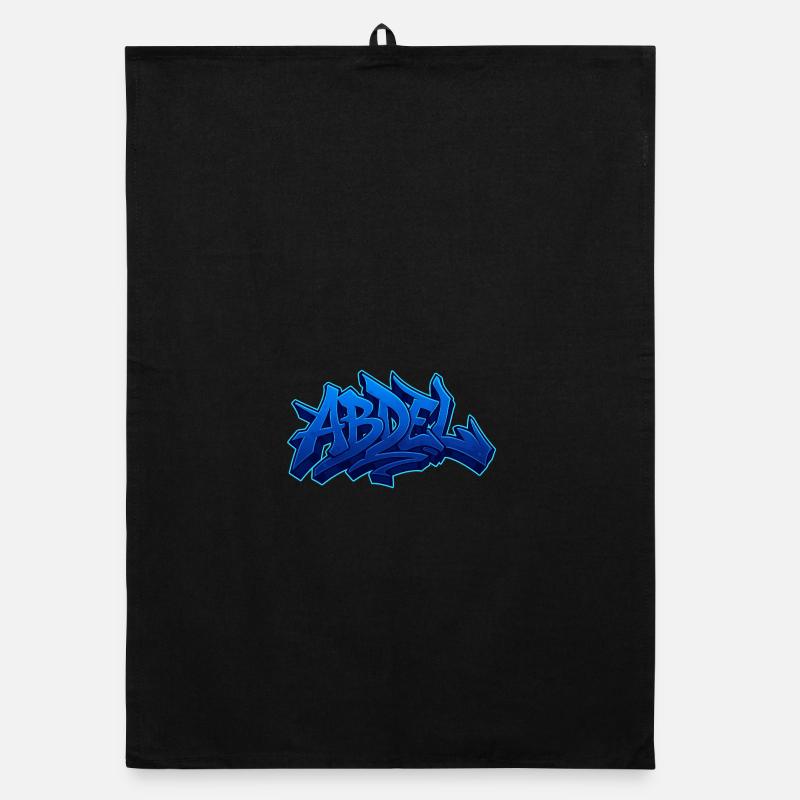 Graffiti Prénom Abdel cadeau idéal imprimable - Torchon bio - noir
