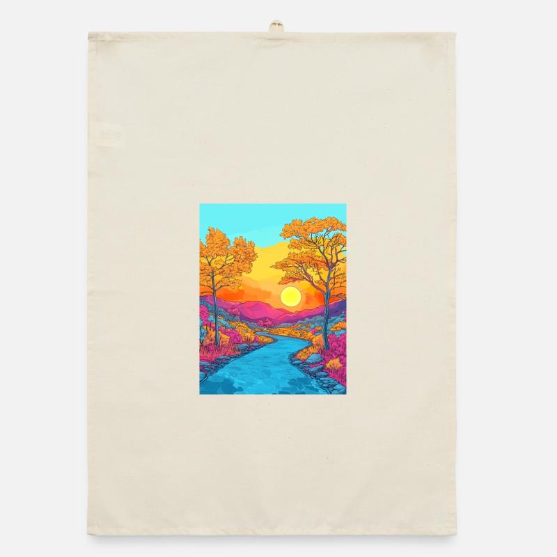 Lebendige Herbstlandschaftsszene Organic Geschirrtuch