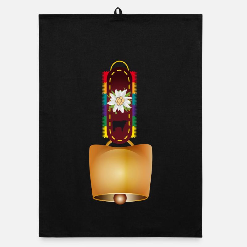 cloche décorée et fleur d'edelweiss Torchon bio