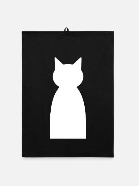 Katzen Silhouette – Minimalistisches Katzen Design - Organic Geschirrtuch - Schwarz - Vorne