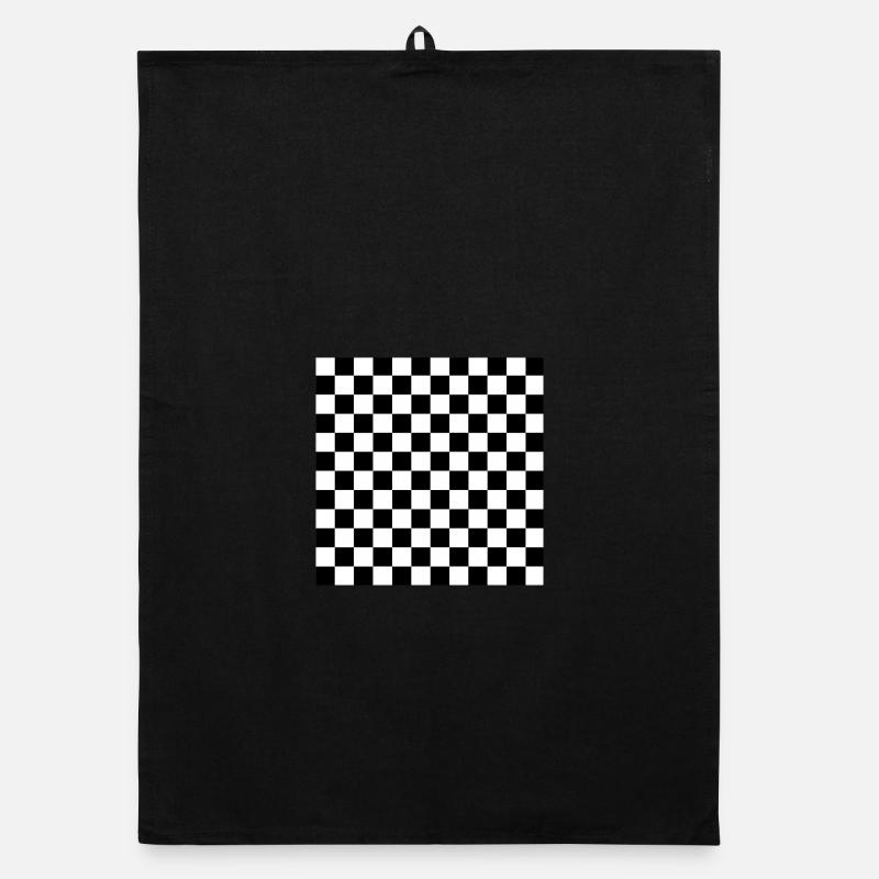 Carré d’échecs noir et blanc Torchon bio