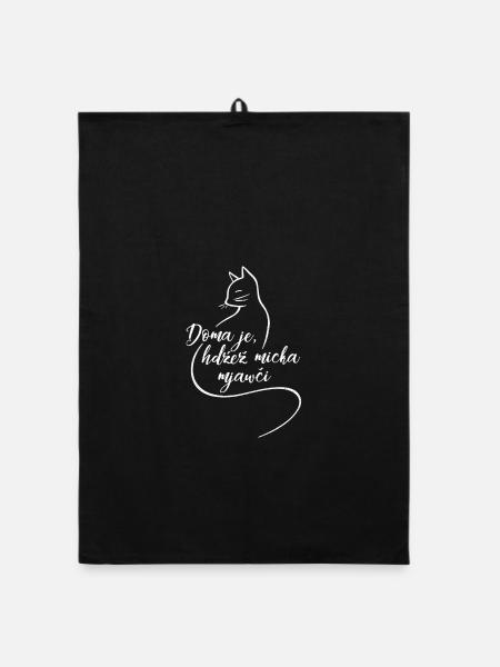 Doma je, hdźež micka mjawči. - Organic dish towel - black - Front