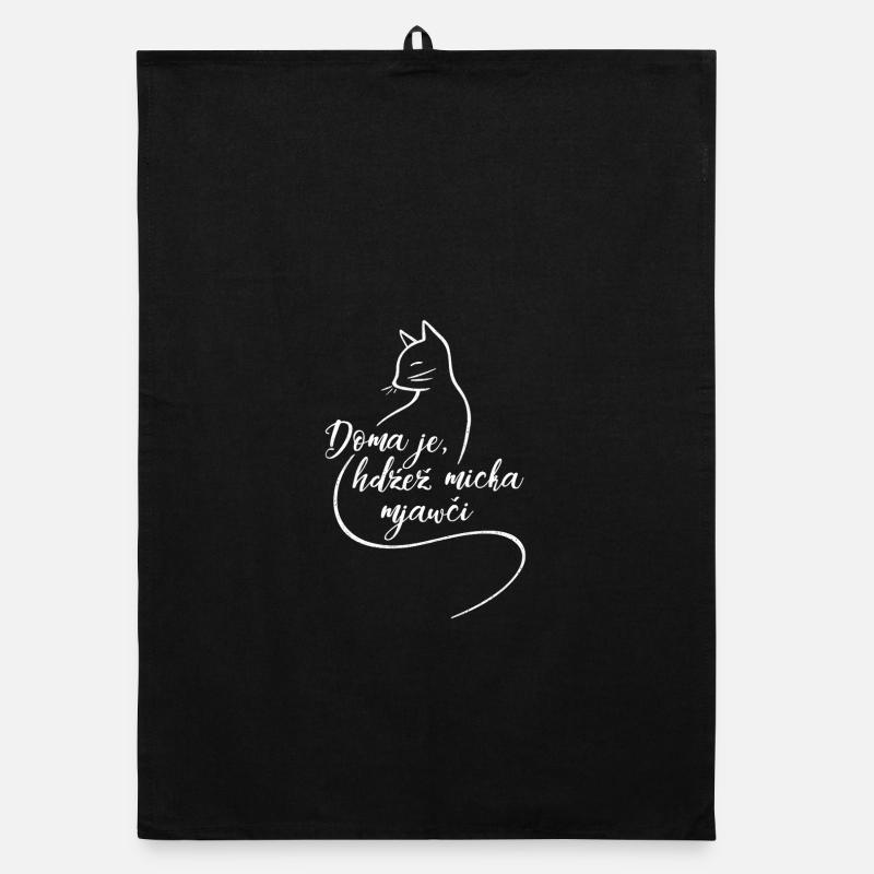 Doma je, hdźež micka mjawči. - Organic dish towel - black