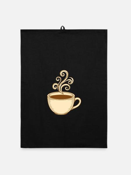 Vintage Steam Swirl Kaffeetasse - Organic Geschirrtuch - Schwarz - Vorne