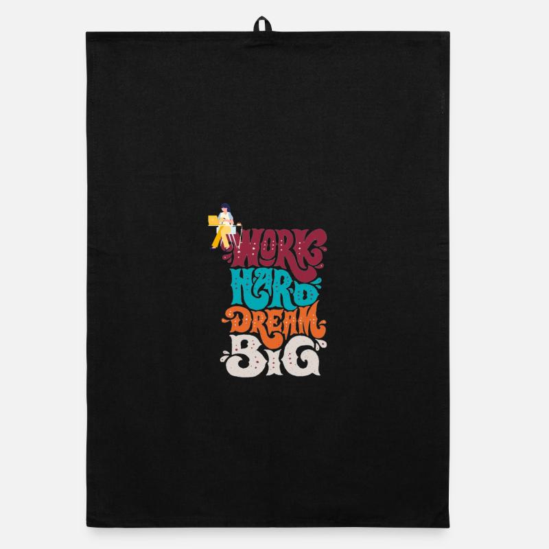 Travail Dur Rêve Grand — Typo rétro colorée Torchon bio