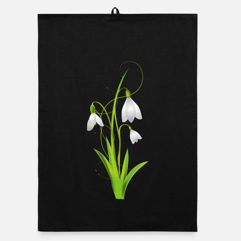 Snowdrops as beautiful spring flowers Organic dish towel