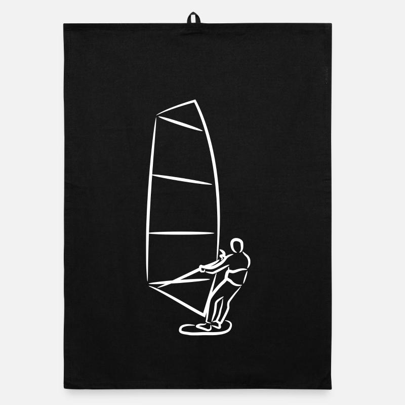 Lustige Windsurfer Zeichnung Organic Geschirrtuch