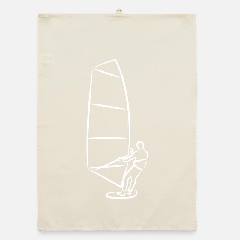 Funny windsurfer drawing Organic dish towel