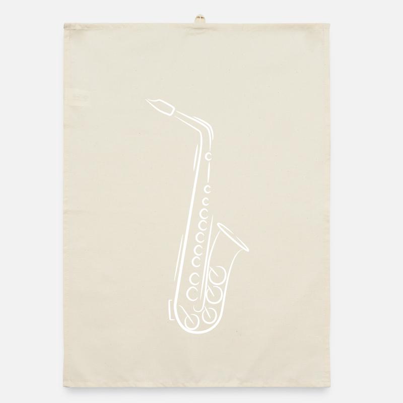 Saxophone Sketch Organic dish towel