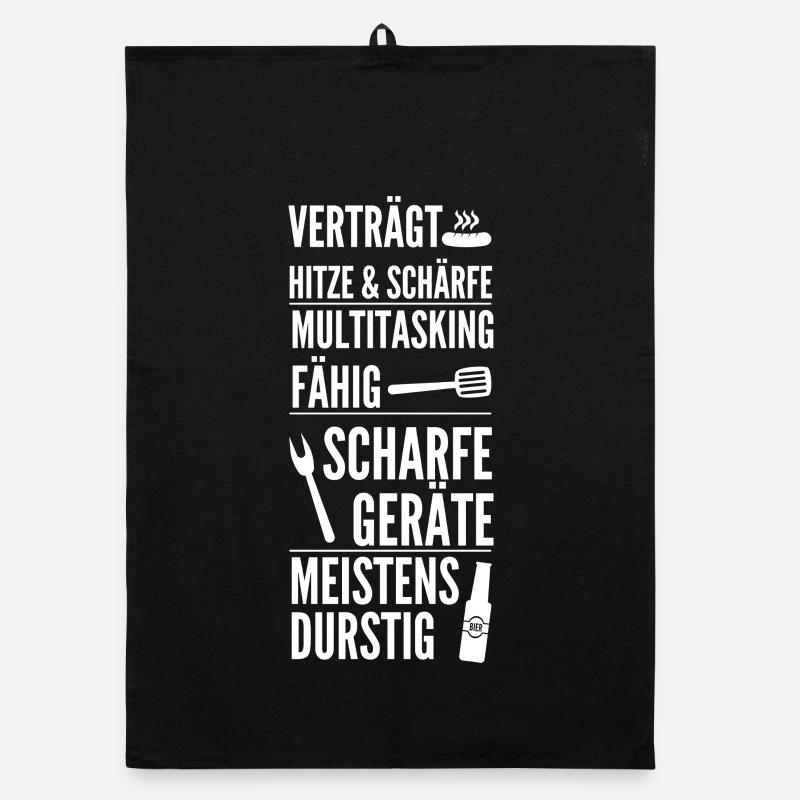 Vertragt Hitze & Schärfe – Grill Spruch Design Organic Geschirrtuch