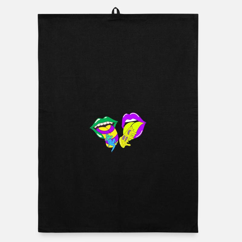 Lèvres psychédéliques avec de l’acide et des champignons Torchon bio