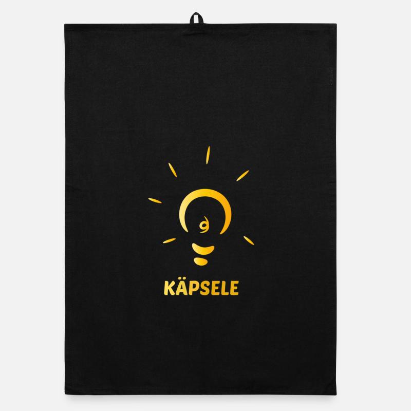 Käpsele | Schwäbischer Spruch Stuttgart schlau - Organic Geschirrtuch - Schwarz