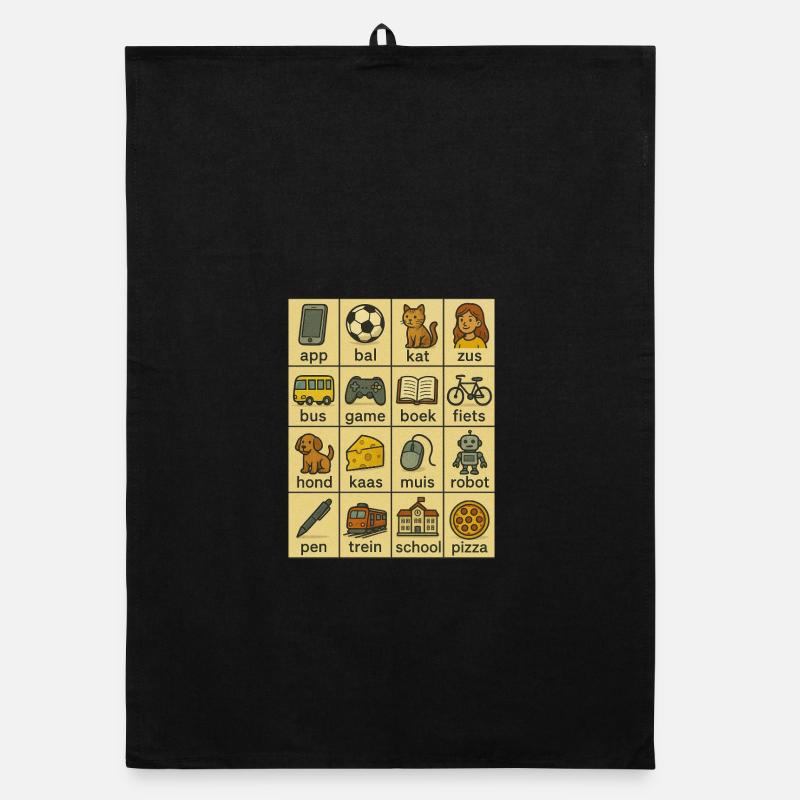 Dutch Word Grid Learning Card Organic dish towel