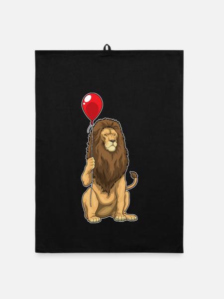 Löwe Luftballon - Organic Geschirrtuch - Schwarz - Vorne