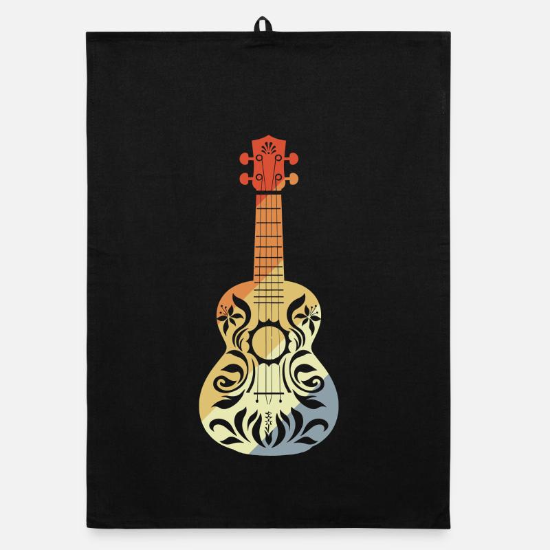 Ukulele Grafik Retro - Organic Geschirrtuch - Schwarz