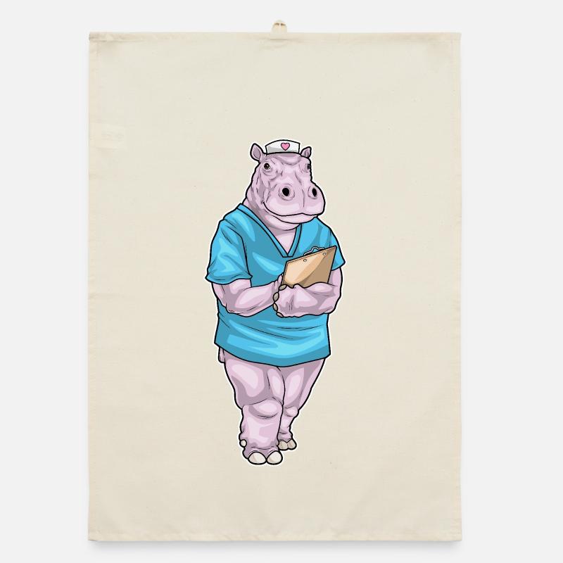 Infirmière hippopotame Torchon bio