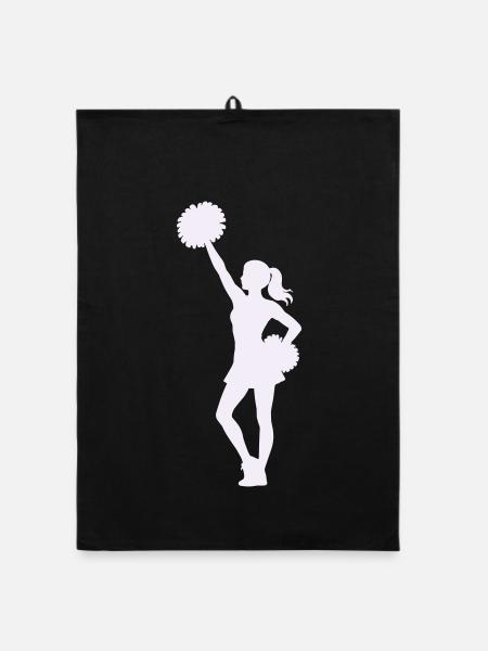 Cheerleading Silhouette mit Pompons - Organic Geschirrtuch - Schwarz - Vorne