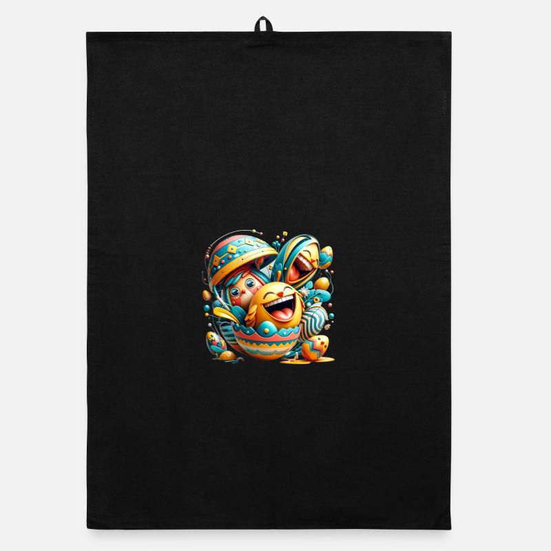 Easter graphic design in Mixed Dimensions style - Organic Geschirrtuch - Schwarz