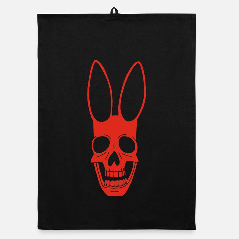 Red Rabbit Skull Organic dish towel