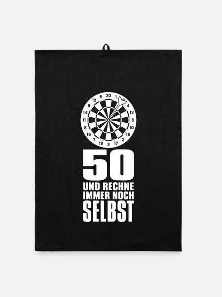 50 Geburtstag Dartspieler Bullseye Jubiläum Spruch - Organic Geschirrtuch - Schwarz - Vorne