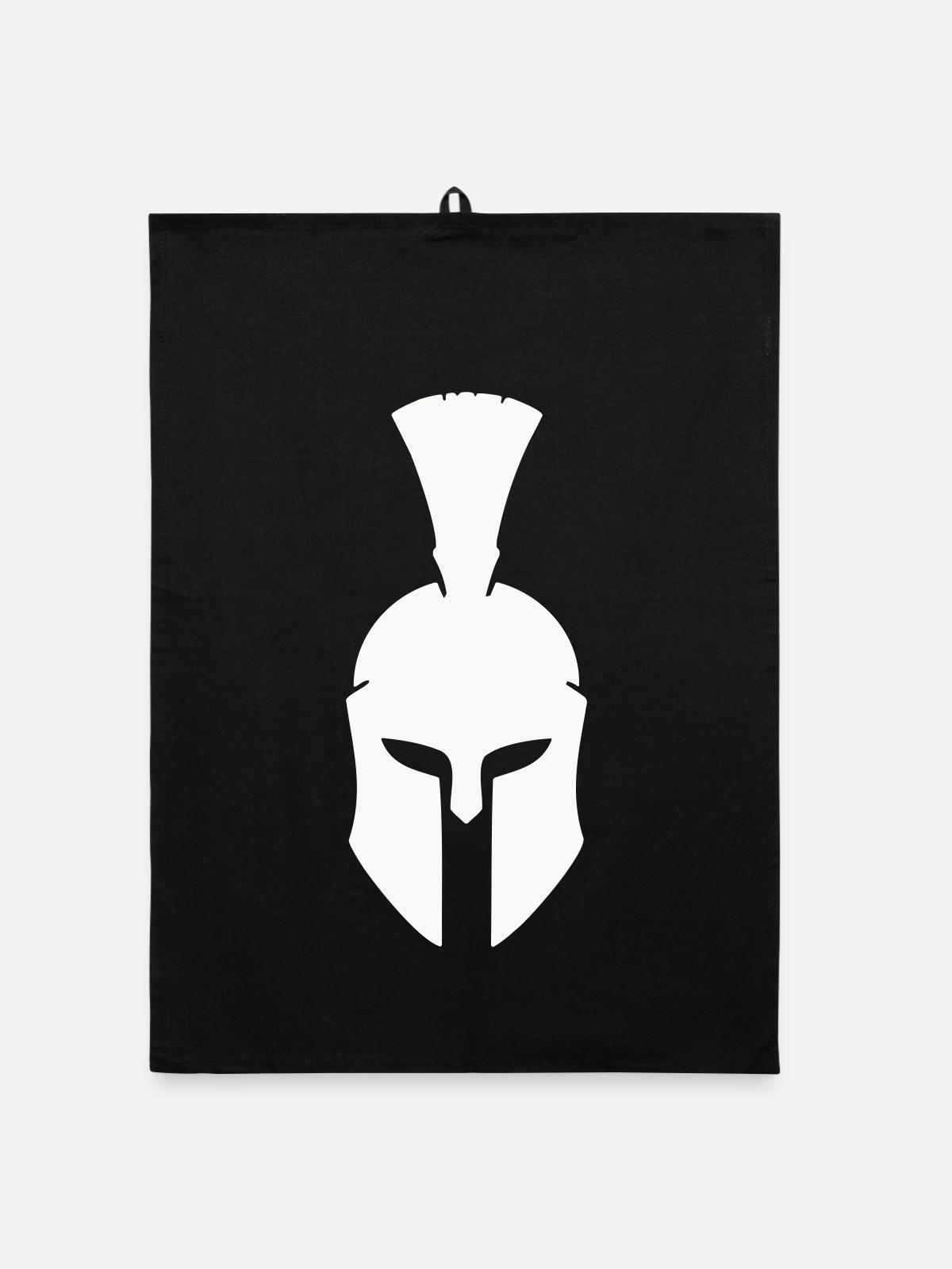 Spartanischer Helm Minimalismus - Organic Geschirrtuch - Schwarz - Vorne