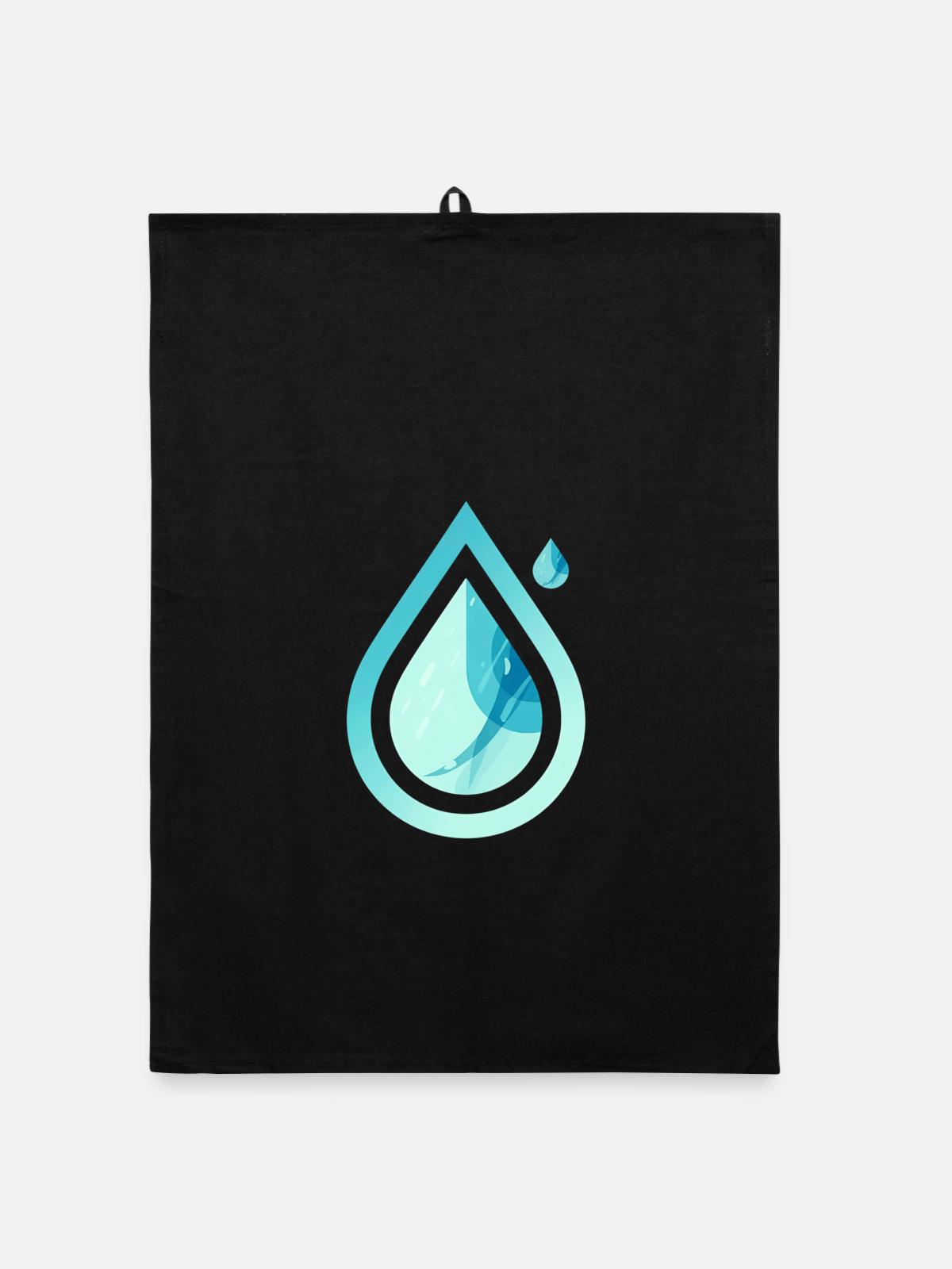 Pure Drop – Modernes Wasser - Organic Geschirrtuch - Schwarz - Vorne