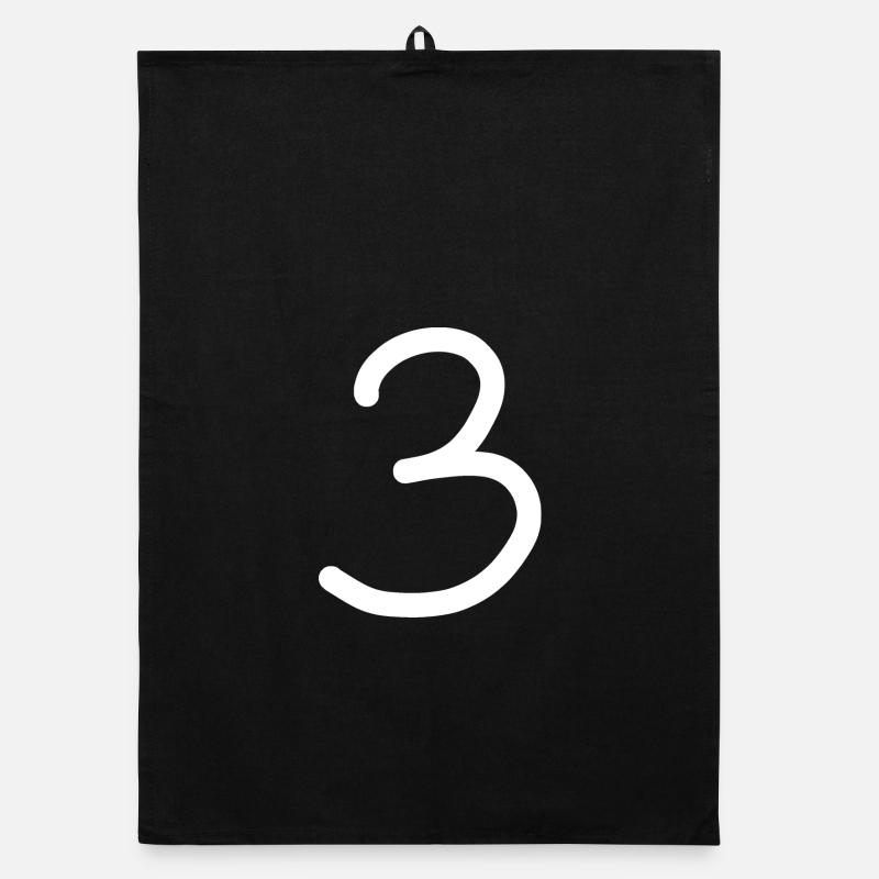 3 Numéro trois blanc Anniversaire Torchon bio