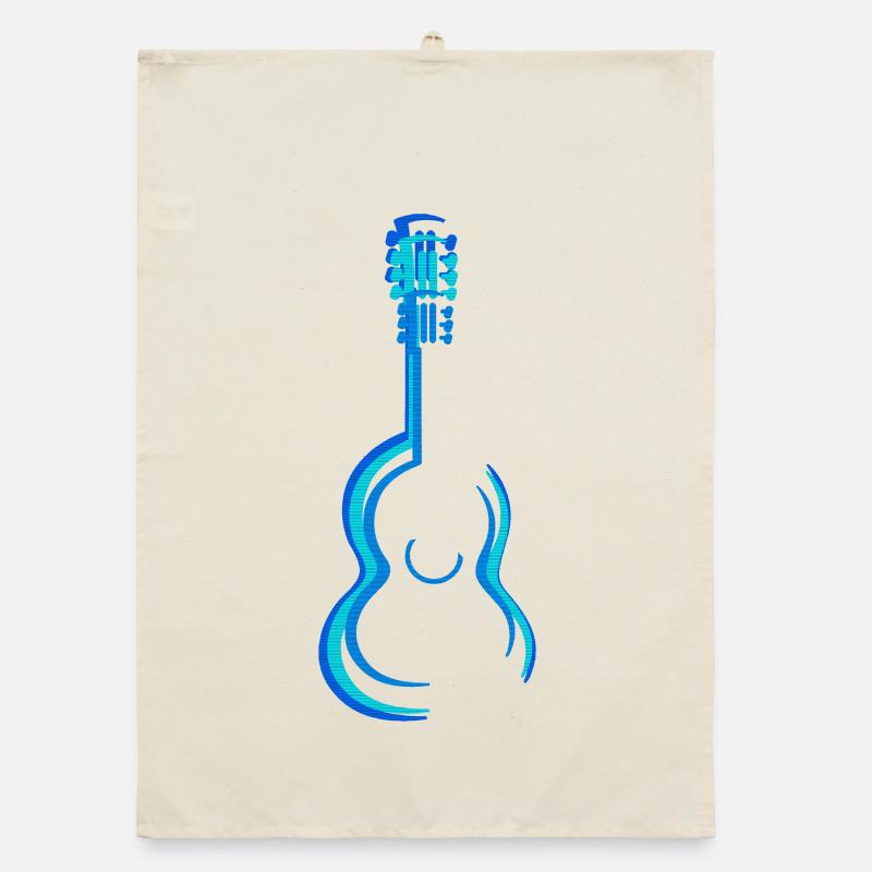 Blue Acoustic Classical Guitar Graphics Organic dish towel