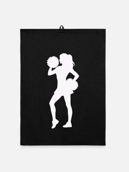 Silhouette de pom-pom girl avec pompons - Torchon bio - noir - Devant