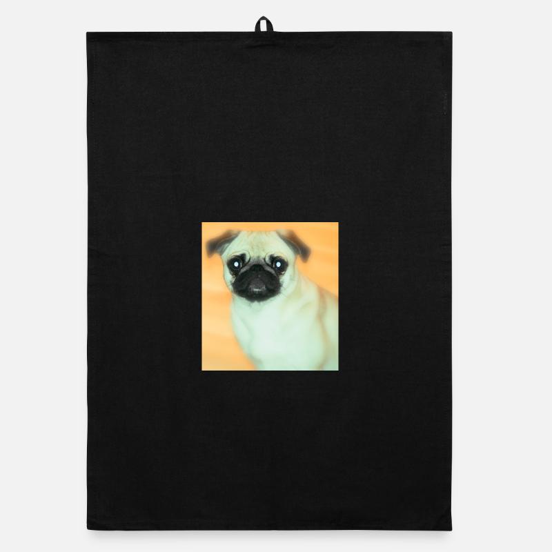 Cute pug with expressive view Organic dish towel