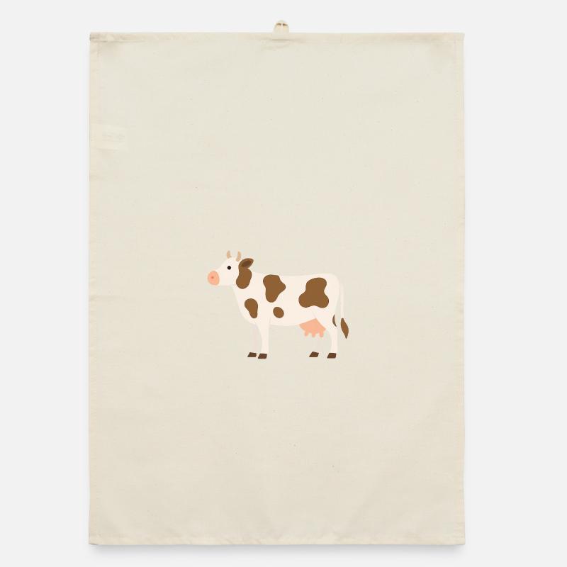 Vache Pastel à Taches Marron Torchon bio