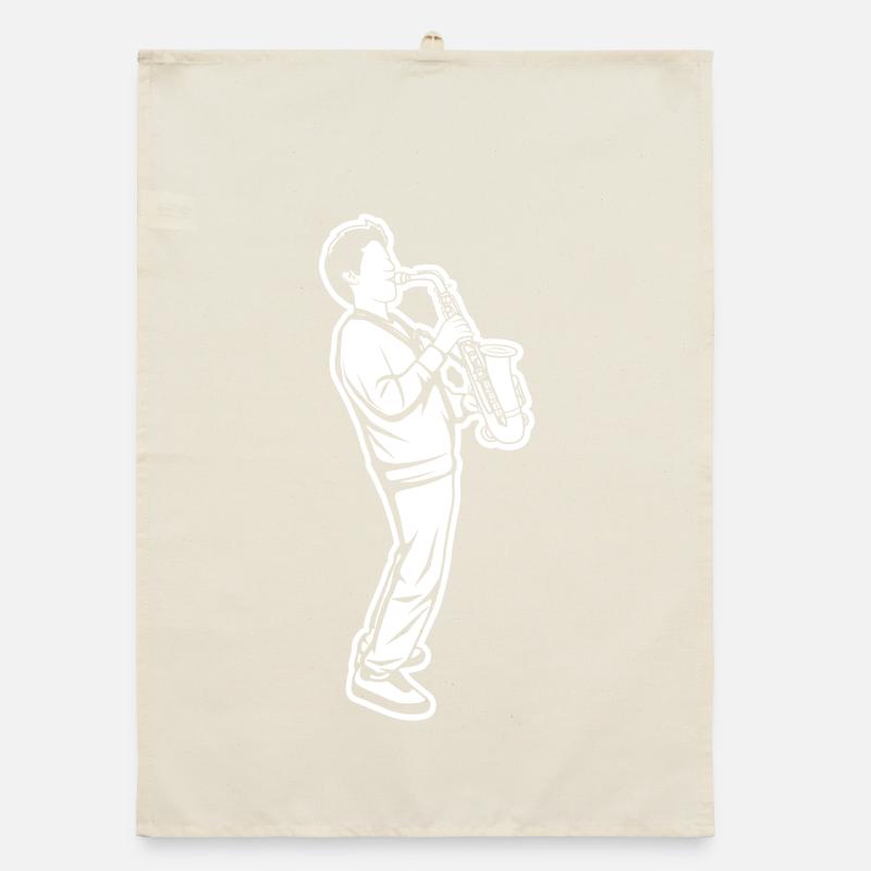 Saxophon Kind Organic Geschirrtuch