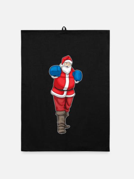 Weihnachtsmann Weihnachten Boxen - Organic Geschirrtuch - Schwarz - Vorne