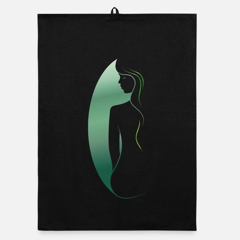 Green Woman Silhouette – Stylish & Harmonious Organic dish towel