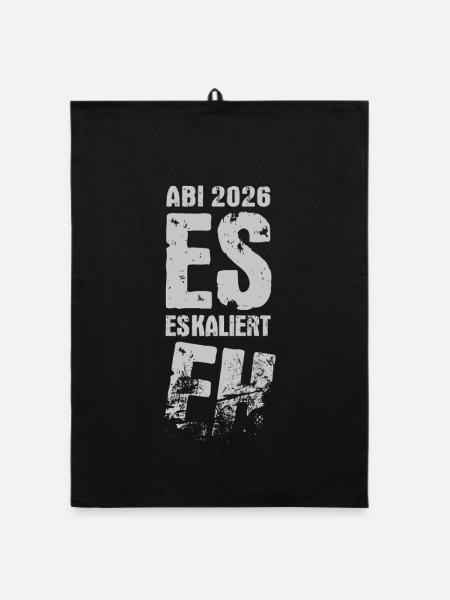 Es eskaliert eh | Abi 2026 - Abitur Party - Organic Geschirrtuch - Schwarz - Vorne