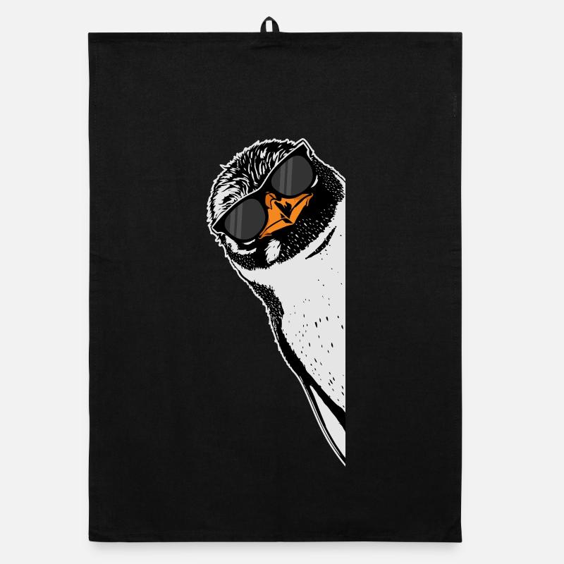 Penguin with sunglasses Organic dish towel