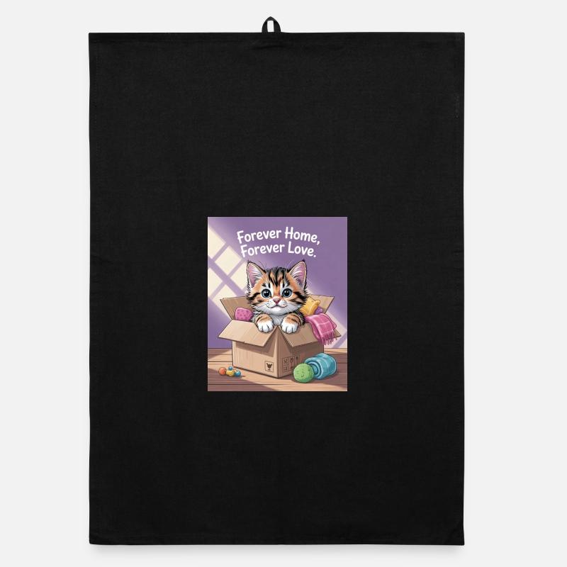 Forever Home Kitten in Box Organic dish towel