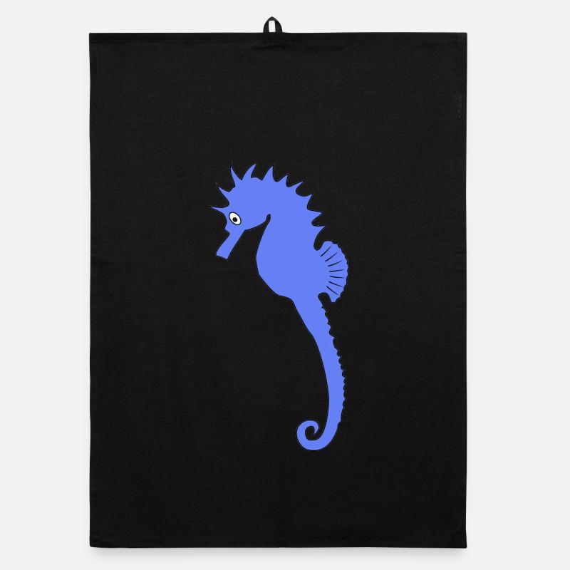 Impression d’art ludique d’hippocampe bleu Torchon bio