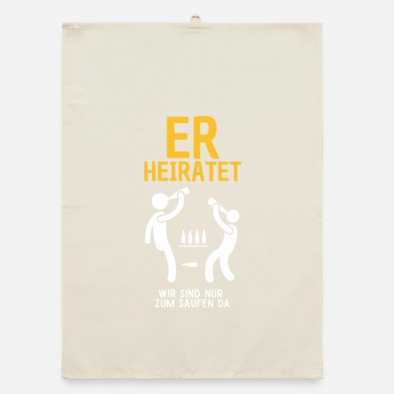 Er Heiratet Bierfeier Satire Junggesellenabschied  Organic Geschirrtuch